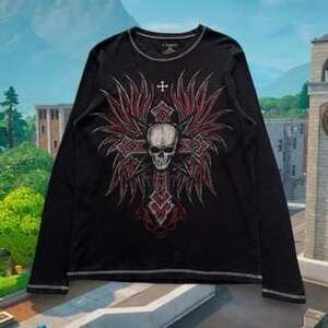 No Boundaries Skull Cross Wing Grunge Cyber Y2K Thermal Long Sleeve Tee